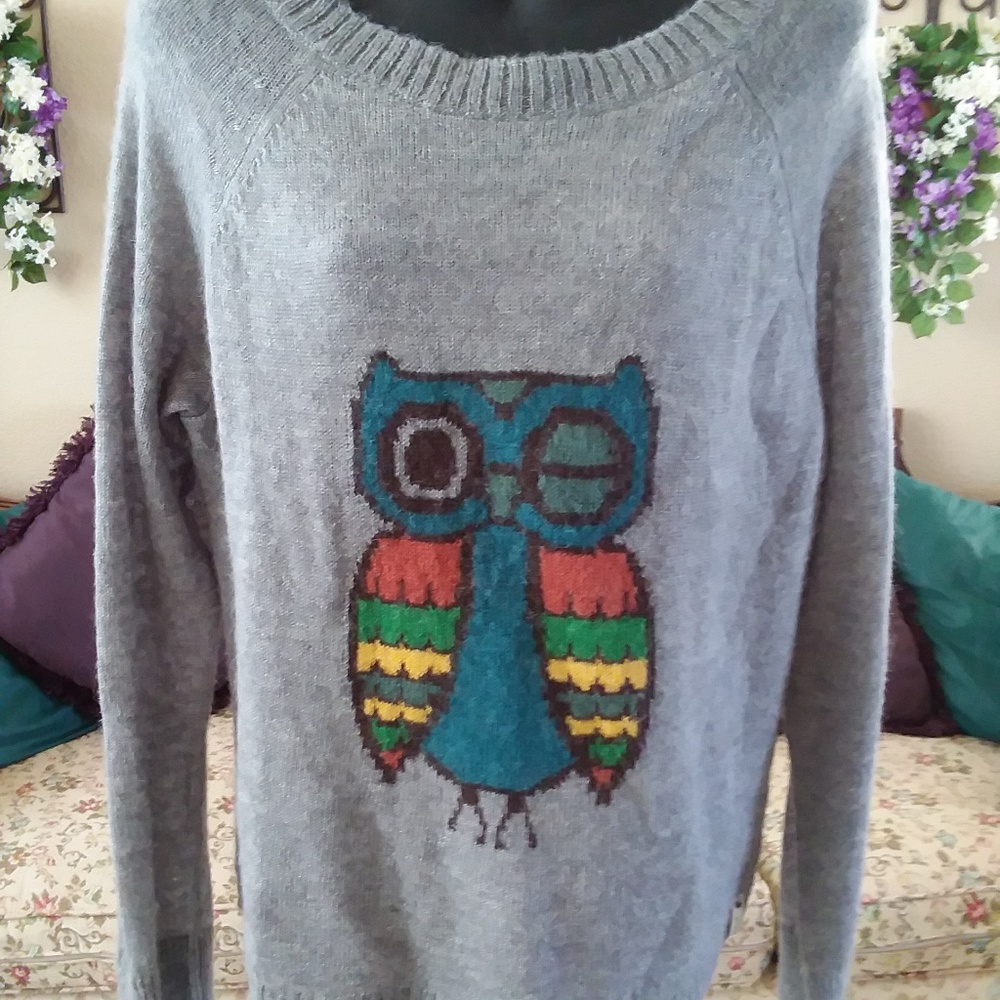 Ladies Woolrich Gray Owl Sweater Large
